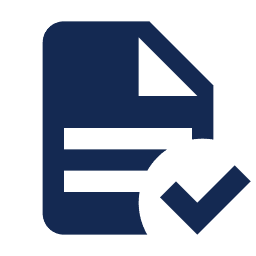mdi_file-document-tick Icon of a document with text lines and a checkmark, suggesting approval or completion.